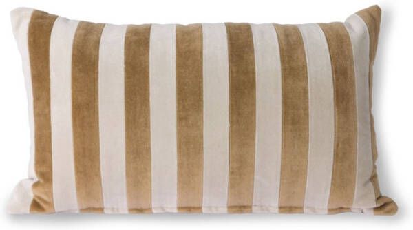 HKliving Kussen gestreept velvet bruin/naturel