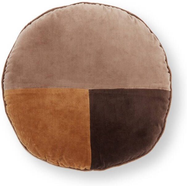 vtwonen Round Cotton Velvet Sierkussen Ø 40 cm Warm Brown
