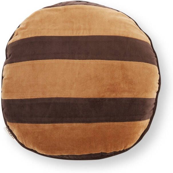 vtwonen Round Cotton Velvet Sierkussen Ø 40 cm Gold Brown
