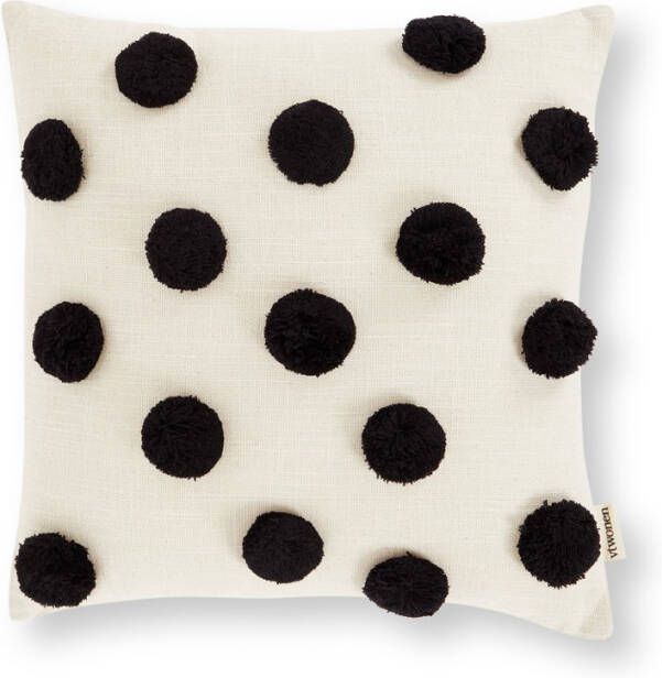 vtwonen Pompom Sierkussen L 45 x B 45 cm Zwart