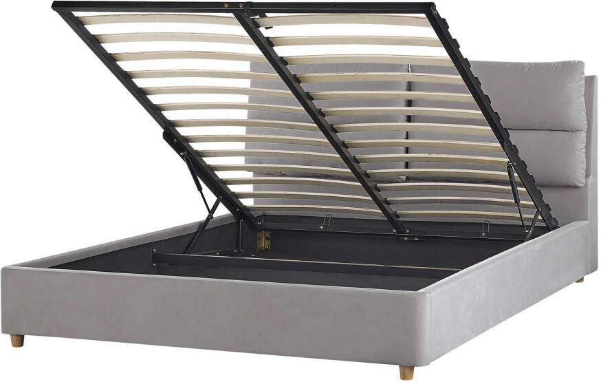 Beliani Batilly Tweepersoonsbed grijs fluweel