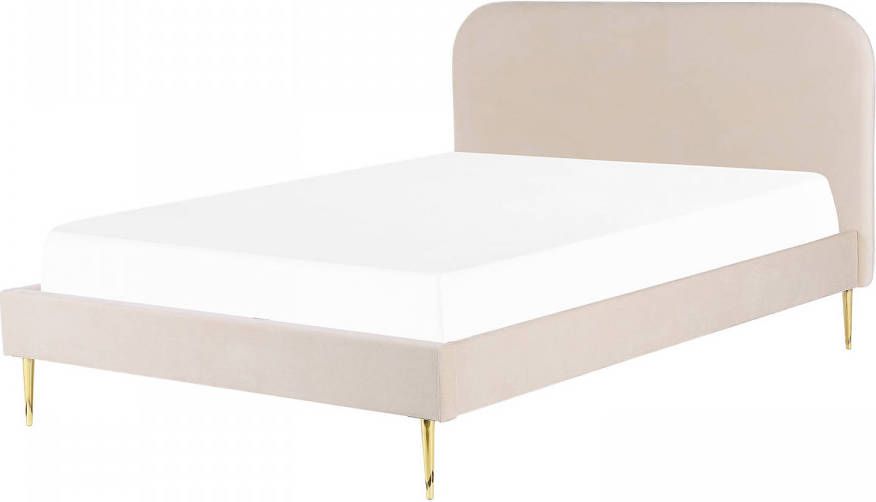 Beliani Flayat Tweepersoonsbed beige fluweel