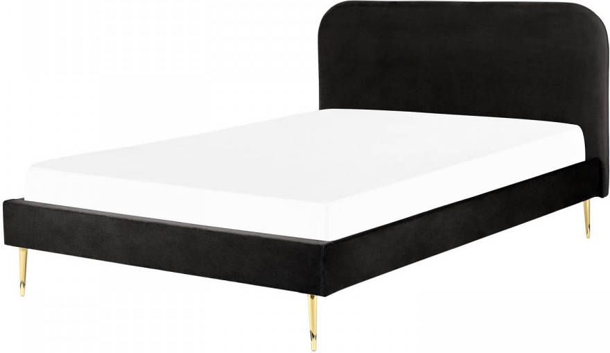 Beliani Flayat Tweepersoonsbed zwart fluweel