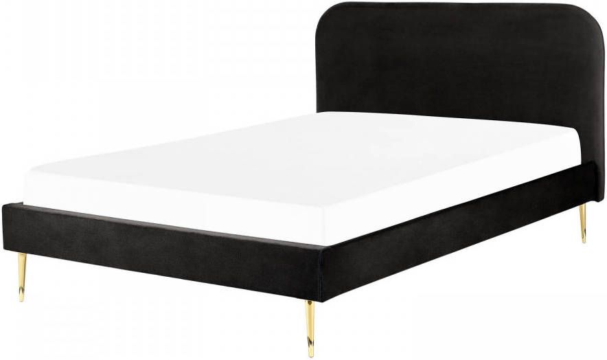 Beliani Flayat Tweepersoonsbed zwart fluweel