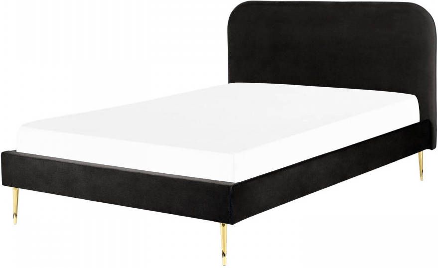 Beliani Flayat Tweepersoonsbed zwart fluweel