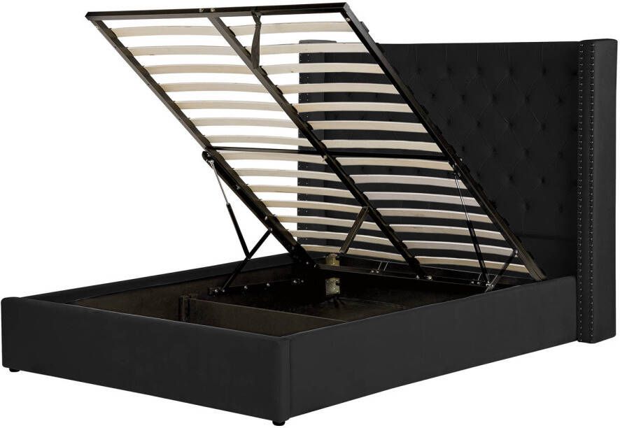 Beliani Lubbon Tweepersoonsbed zwart fluweel