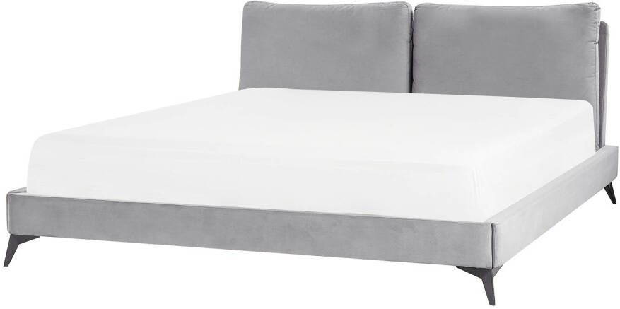 Beliani Melle Tweepersoonsbed grijs fluweel