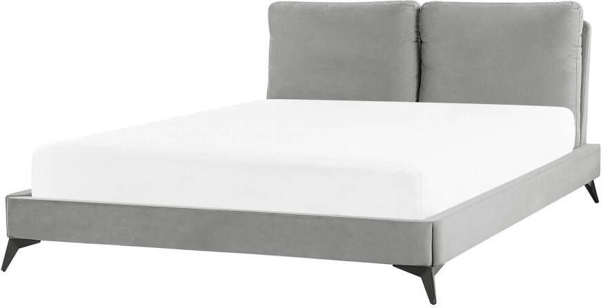 Beliani Melle Tweepersoonsbed grijs fluweel