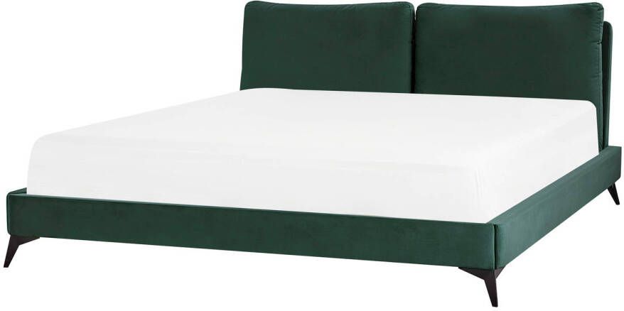 Beliani Melle Tweepersoonsbed groen fluweel