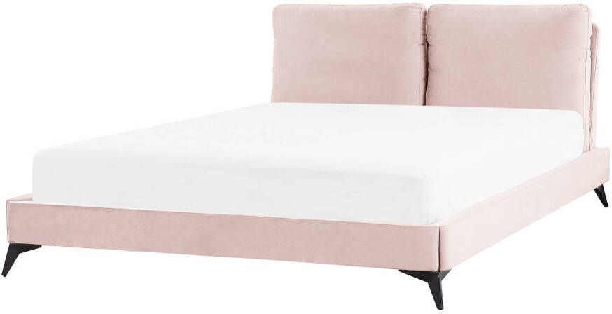 Beliani Melle Tweepersoonsbed roze fluweel