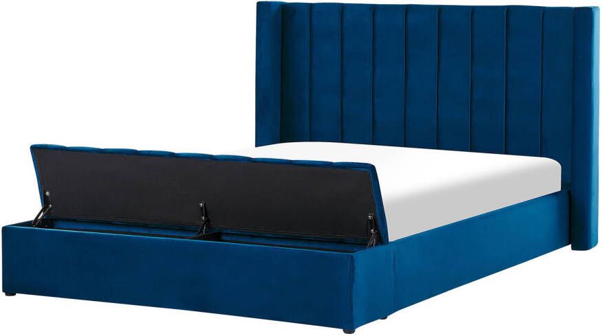 Beliani Noyers Tweepersoonsbed blauw fluweel