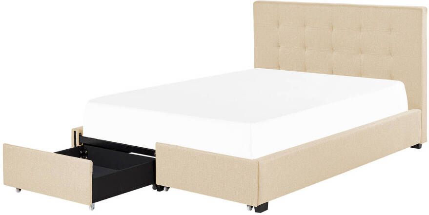 Beliani Rochelle Tweepersoonsbed beige polyester