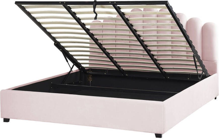 Beliani Vincennes Tweepersoonsbed roze fluweel