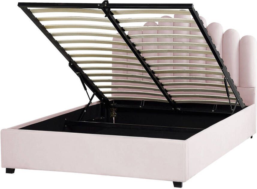 Beliani Vincennes Tweepersoonsbed roze fluweel