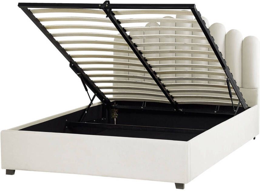 Beliani Vincennes Tweepersoonsbed wit fluweel