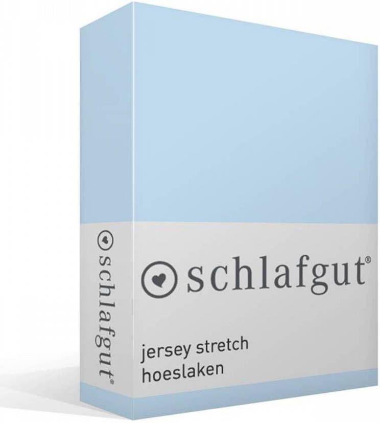 Merkloos Schlafgut Jersey Stretch Hoeslaken 95% Gebreide Jersey Katoen 5% Elastan 2 persoons(140/160x200/220 Cm) Aqua