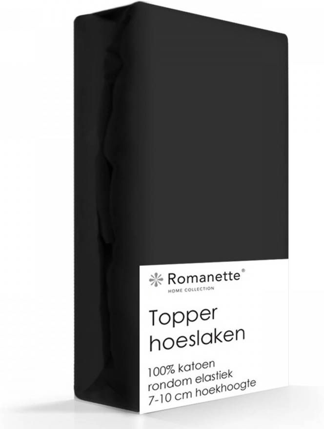 Romanette Topper Hoeslaken Katoen Zwart 160 X 200 Cm