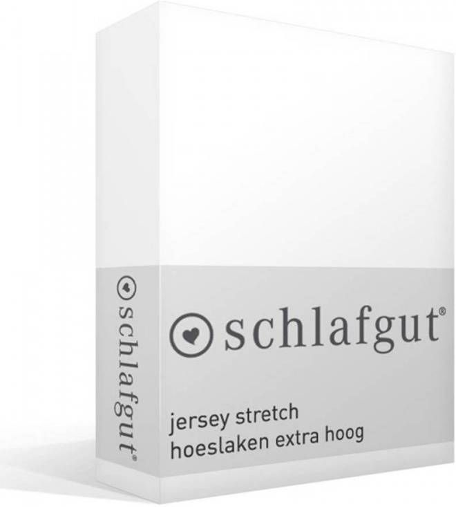 Merkloos Schlafgut Jersey Stretch Hoeslaken Extra Hoog 95% Gebreide Katoen 5% Elastan 1 persoons(90/100x190/220 Cm) Rood