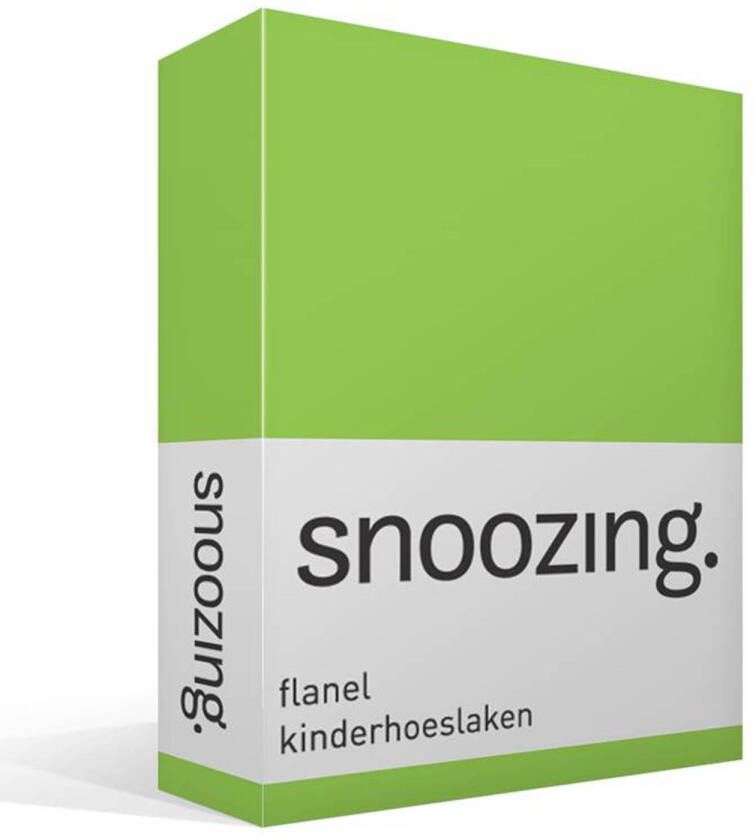 Snoozing Flanel Kinderhoeslaken Ledikant 60x120 Cm Lime