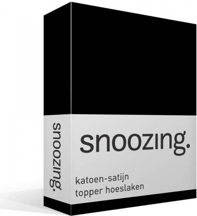 Snoozing Katoen satijn Topper Hoeslaken 120x220 Zwart