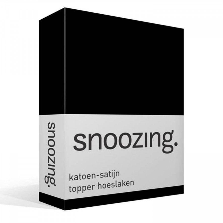 Snoozing Katoen satijn Topper Hoeslaken 80x220 Zwart