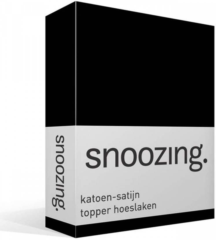 Snoozing Katoen satijn Topper Hoeslaken 90x210 Zwart
