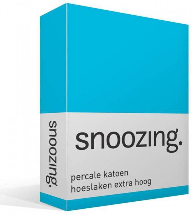 Snoozing Hoeslaken Percale Katoen Extra Hoog 100x220 Turquoise