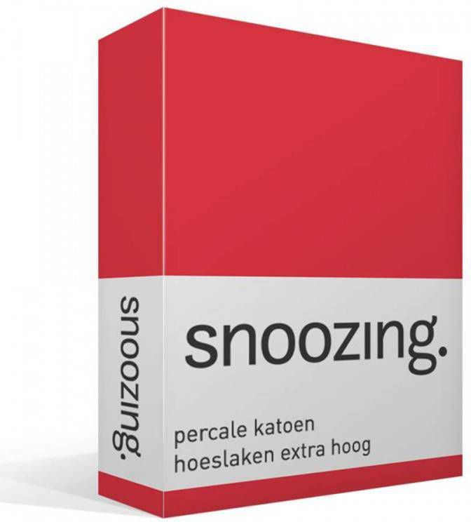 Snoozing Hoeslaken Percale Katoen Extra Hoog 150x200 Rood