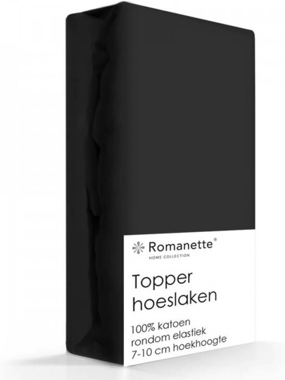 Romanette Topper Hoeslaken Katoen Zwart 180 X 200 Cm