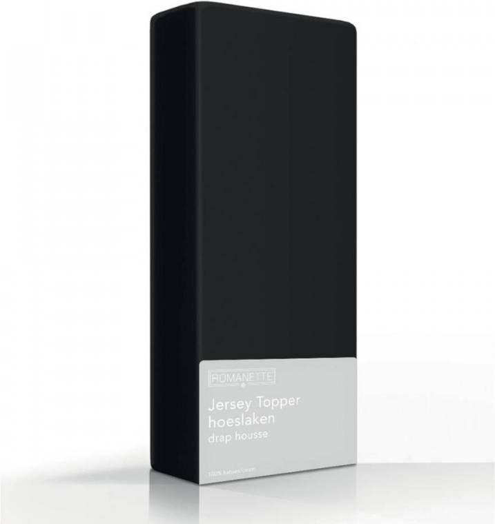 Romanette Topper Hoeslaken Jersey Zwart 160/180 X 200/210/220 Cm