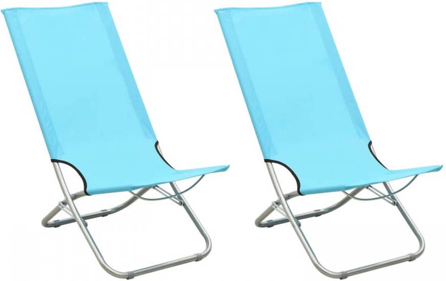 VidaXL Strandstoelen 2 St Inklapbaar Stof Turquoise