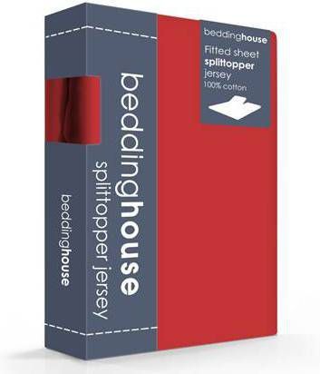 Beddinghouse Jersey Split topper Hoeslaken 100% Gebreide Jersey Katoen 2 persoons(140x200/220 Cm) Red