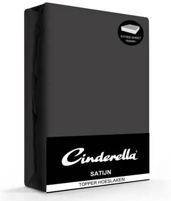 Cinderella Katoen satijn Topper Hoeslaken 100% Katoen satijn Lits jumeaux(180x200 Cm) Anthracite