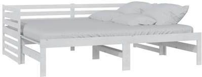 vidaXL Bedbank uitschuifbaar massief grenenhout wit 2x(90x200)cm