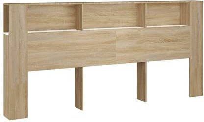 vidaXL Hoofdbordkast 220x18, 5x104, 5 cm wit en sonoma eikenkleurig