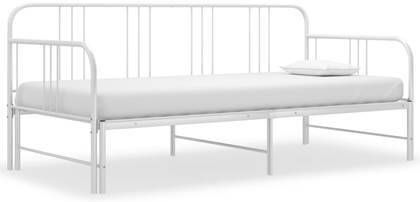 vidaXL Slaapbankframe uittrekbaar metaal wit 90x200 cm