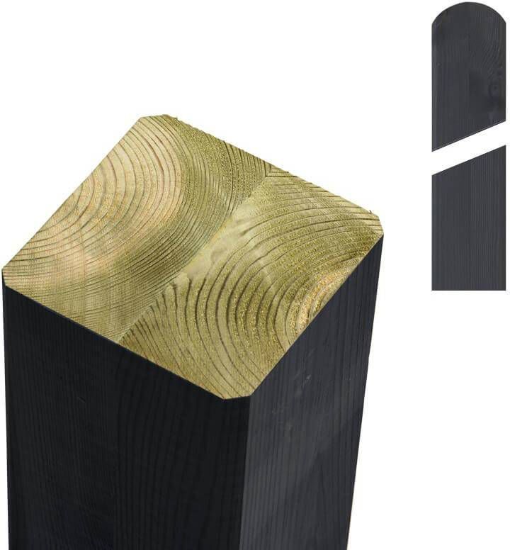 Plus Danmark Paal vuren 9 x 9 cm antraciet(297 cm)met ongepunte en afgeronde kant geschaafd