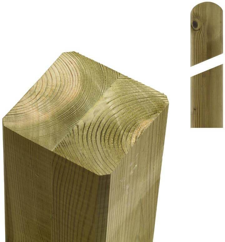 Plus Danmark Paal vuren 9 x 9 cm groen geimpregneerd(188 cm)ongepunt met afgeronde kant geschaafd