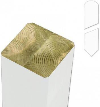 Plus Danmark Paal vuren 9 x 9 cm wit(127 cm)ongepunt met afgeronde kant geschaafd