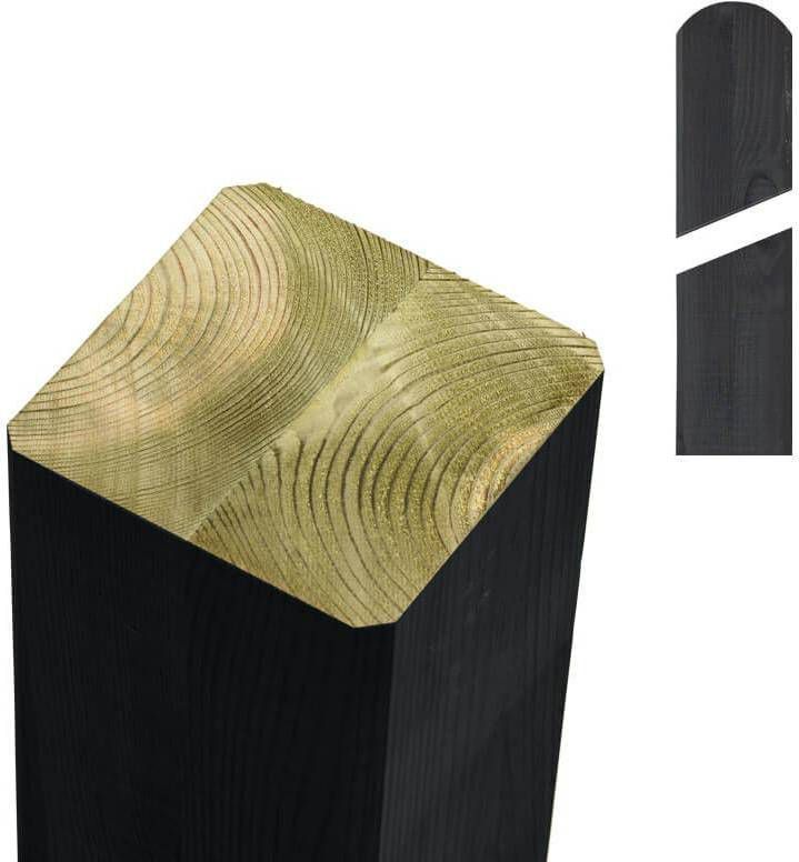 Plus Danmark Tuinpaal vuren 9 x 9 cm zwart(188 cm)ongepunt met afgeronde kant geschaafd