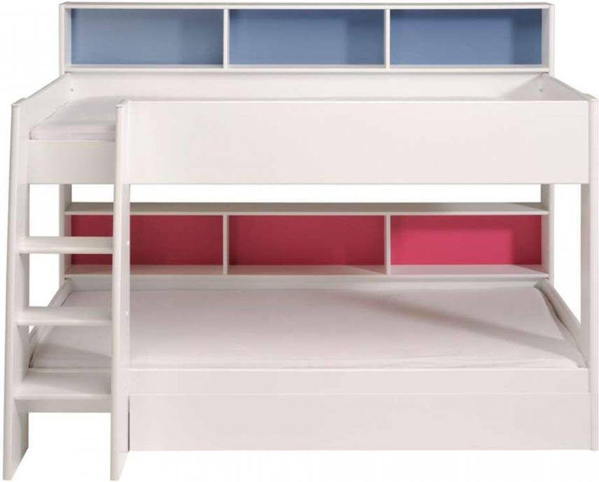 Parisot Stapelbed Leo wit/blauw/roze 90x200 cm Leen Bakker
