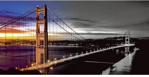 Home affaire Artprint op linnen Nithon The Golden Gate Bridge 's morgens vroeg 100x50 cm