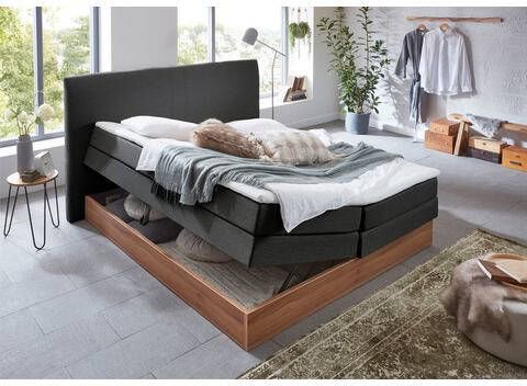 Home affaire Boxspring Blomen met walnoot decor, met bedkist, verschillende hardheden, met topmatras