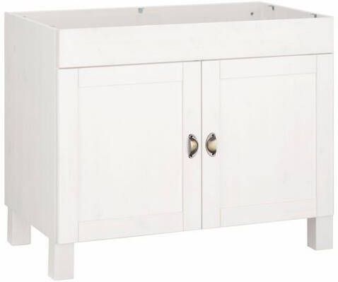 Home affaire Gootsteenkast Oslo 100 cm breed, inclusief inbouwspoelbak van edelstaal, zonder werkblad, van massief grenen, metalen grepen