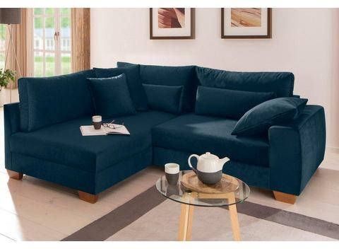 Home affaire Hoekbank KERSTIN met afsluitende ottomane en binnenvering, naar keuze met slaapfunctie, vele kussen, ook in aqua clean bekleding voor het gemakkelijk reinigen met water