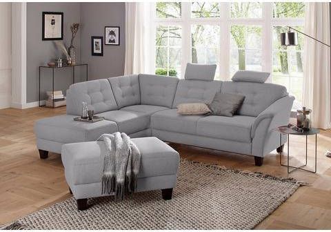 Home affaire Hoekbank Lillesand met binnenvering en capitonnage achter, poten beuken donker