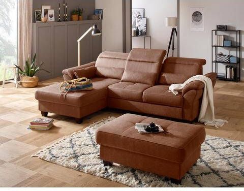 Home affaire Hoekbank Solvei met récamier afsluitelement en zitdiepteverstelling. naar keuze ook met verstelbaar hoofdeind en slaapfunctie, binnenvering