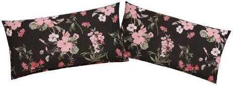 Home affaire Kussenovertrek Fleur set van 2, kussensloop in maat 2x40x80 cm of 2x50x50 cm, huidvriendelijk, ademend, gemakkelijk in onderhoud, met ritssluiting, kussensloop, kussenovertrek, gebloemde dekbedovertrek, 100% katoen, gecertificeerd volgens Standard 100 by Öko TEX®, met fijne bloemmotieven(2 stuks )