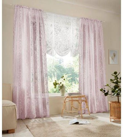 Home affaire Ophaalgordijn Saskia transparant, rankenmotief(1 stuk )