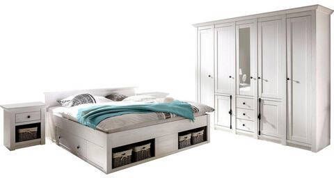 Home affaire Slaapkamerserie California groot bed 180 cm, 2 nachtkastjes, 5 deurs kledingkast(set, 4 stuks )